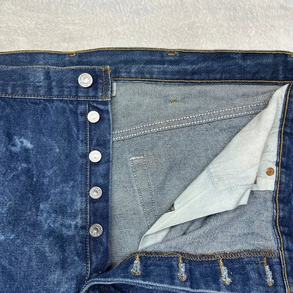 Levi's 501 Jeans Men's Blue‎ Denim Relaxed Straight Button Fly 41X31.5 - Flaws